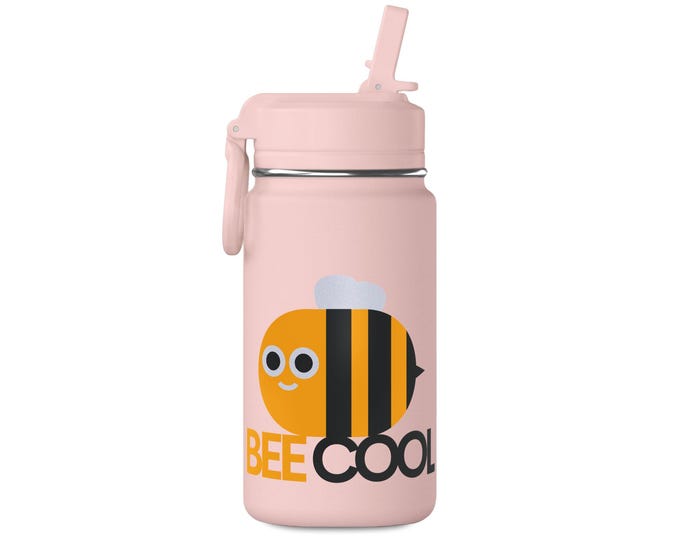 Bee Cool Mini Water Bottle 14oz Kids Straw Bottle (18/8 Steel)