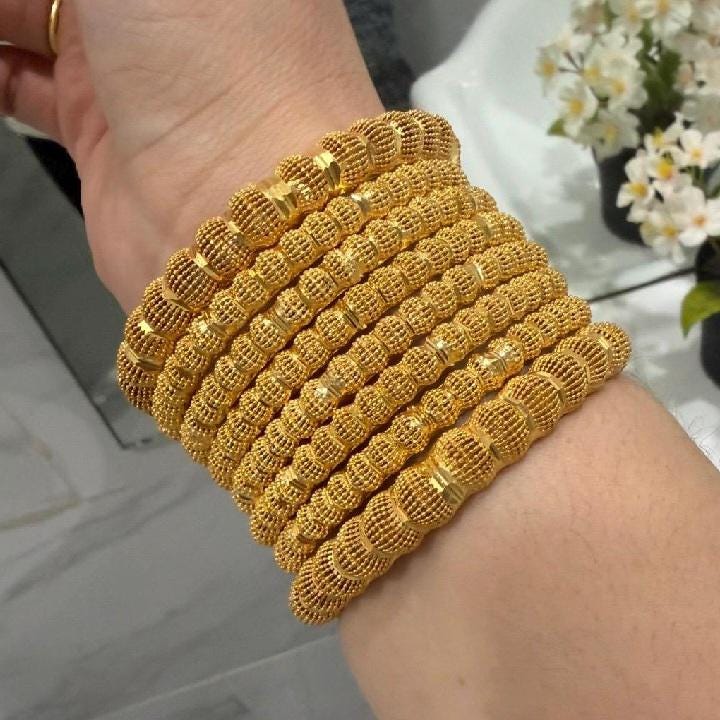 8pcs Premium Gold Plated Bangles for Weddings – Lightweight