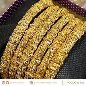Best Traditional Gold Plated Bangles – C066 | Real 22K Gold Look Replica Indian Bangles | Lightweight Bridal &  Antique Style Kada for Women