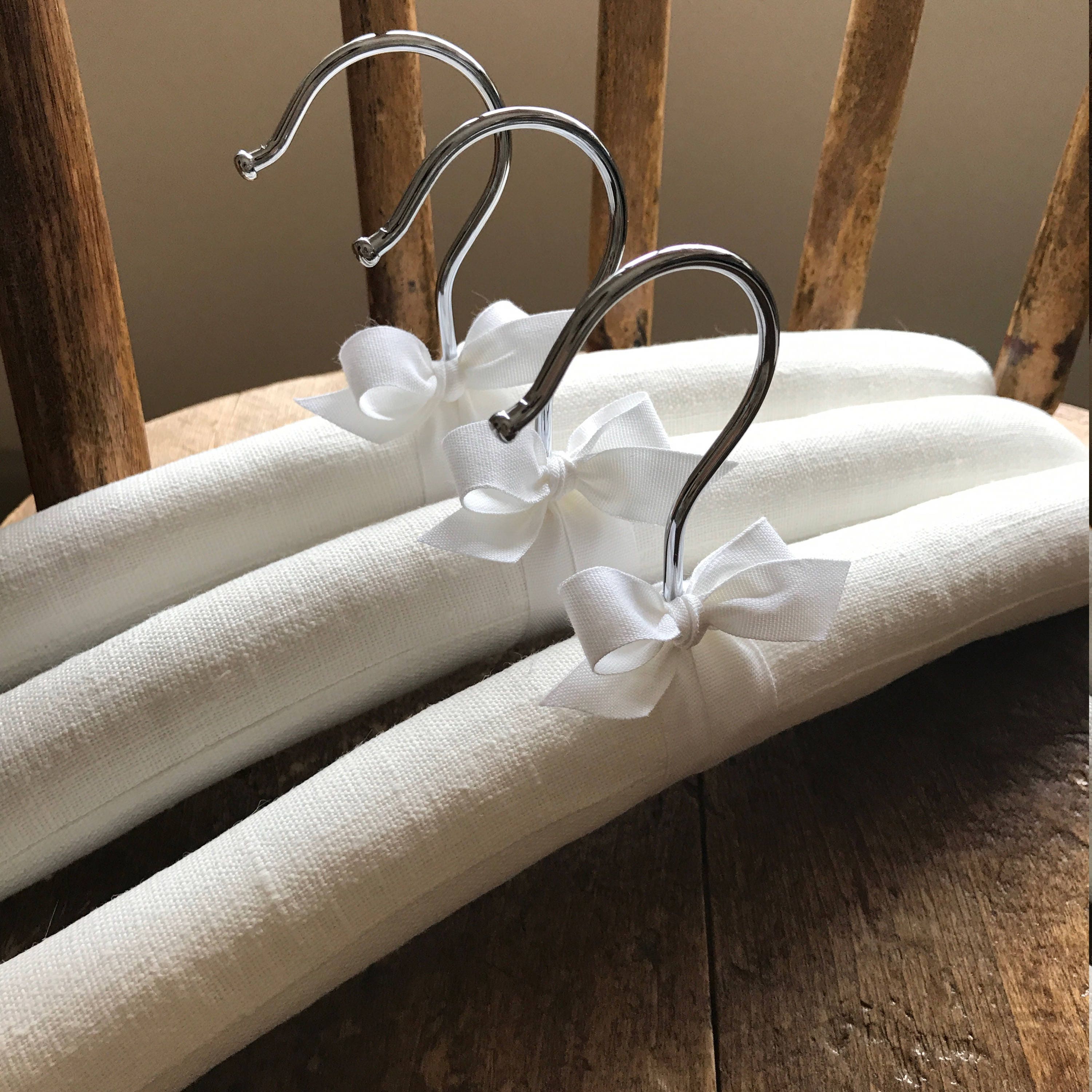 Baby Hangers Padded Hangers White Linen Hangers Linen Baby Etsy