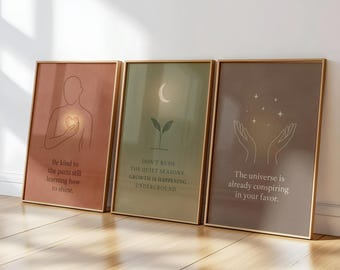 Mindful Affirmation Art Prints | Minimalist Wellness Set (Digital Download)