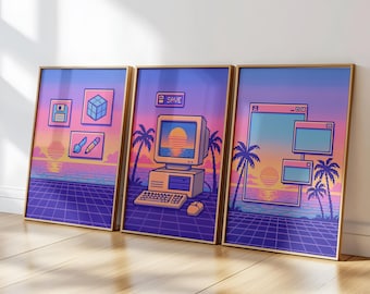 Steampunk Pixel Art Print 3er Set: 80er Retro Gaming Poster (Digitaler Download)