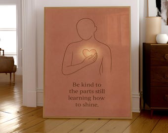Emotional Wellness Wall Art | Self Compassion Quote Print | Minimalist Mental Health Decor