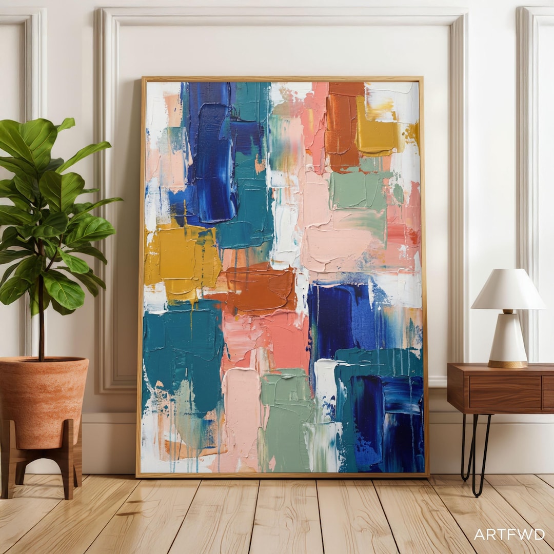 Color Block Abstract Wall Art Printable, Bold Modern Painting ...