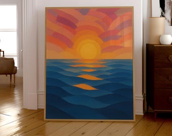 Abstract Sunset Art Print: Colorful Ocean View Wall Art (Digital Download)