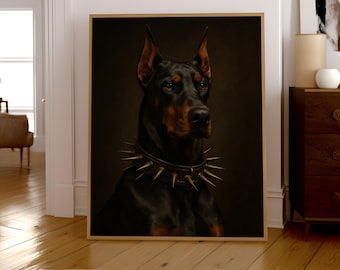 Regal Doberman Print: Modern Dog Portrait, Canine Wall Art (Digital Download)