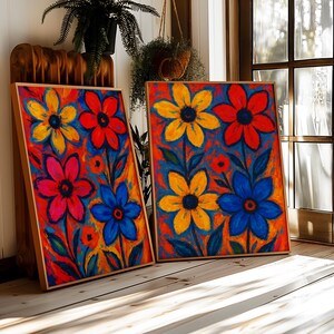 Abstract Floral Art Print Set: Bold Modern Home Decor (Digital Download)