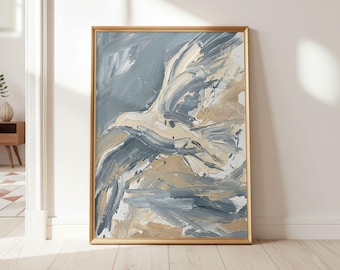 Seagull in Flight Wall Art Print | Coastal Bird Painting  Expressive Seabird Artwork (Digital Download)