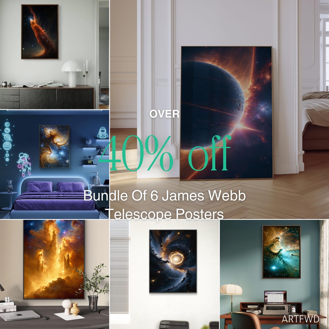 James Webb Space Prints 6 Set | Cosmic Galaxy Wall Art Set (digital ...