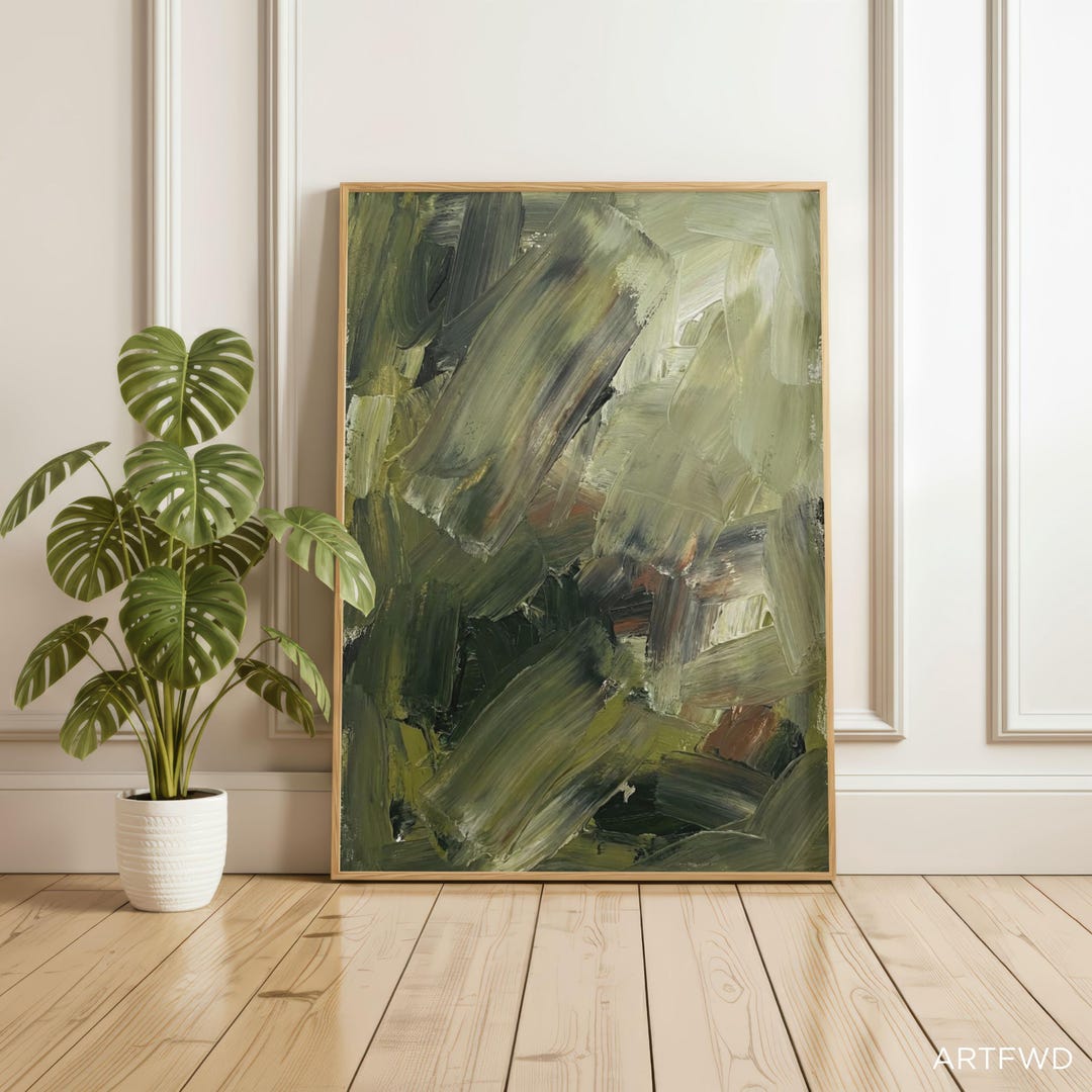Sage Green Abstract Wall Art – Large Olive Textured Printable Painting ...