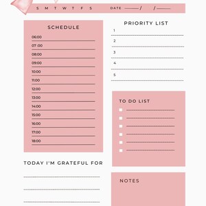 Lista zadań do druku, Planer dzienny w formacie PDF, Minimalistyczna lista kontrolna, Natychmiastowe pobieranie, Planer produktywności, Format A4 Letter,