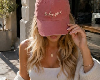 Gorra para niña, gorra de béisbol bordada, gorra estilo papá, gorra minimalista y linda, gorra rosa y negra, regalo para ella, estilo casual urbano.