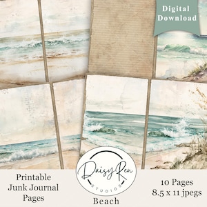 Pagine di diario "Beach Junk", carta per diario "Estate Junk", carta per oceano, carta per album, pagina di diario "Root" stampabile, diario "Coast Junk"