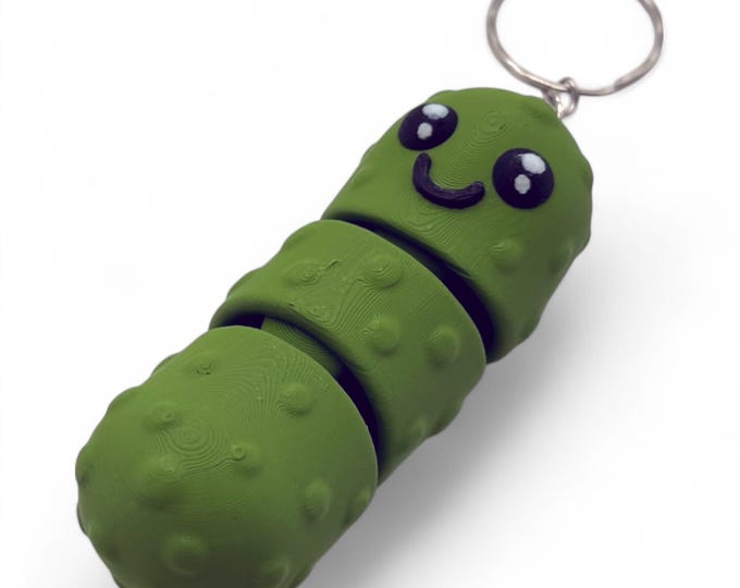 3D Printed Pickle Keychain: Funny Food Novelty Gift
