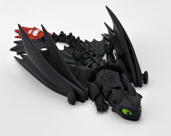 Ohnezahn Drachen Spielzeug – 3D gedruckte Gelenkfigur – Drachenzähmen leicht gemacht – mit beweglichen Flügeln