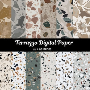 Terrazzo Seamless Pattern: Abstract Stone Tile Texture (Digital Download JPEG)