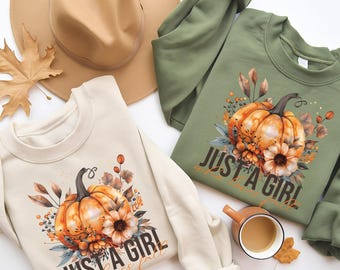 Fall Floral Pumpkin PNG, Autumn Shirt Design (Digital Download)