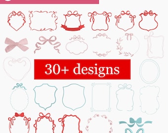 Monogram frame embroidery bundle file Bow Wreath Crest Frame Embroidery Pattern Vintage Wreath laurel Crest Bow 6 sizes Digital Download