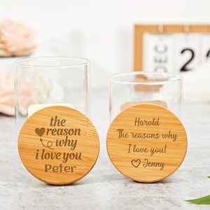 Personlig burk med anledningar till varför jag älskar dig, anpassad burk med kärleksbrev, gör-det-själv-present till alla hjärtans dag, årsdagspresent, present till par