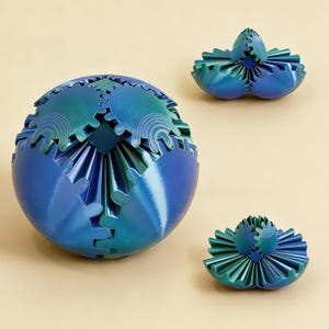 3D Printed Gear Ball Sphere Fidget-Transformable Desk Toy, Colorful Gradient, Easter Birthday Cool Gifts for Dad Kids boy girl