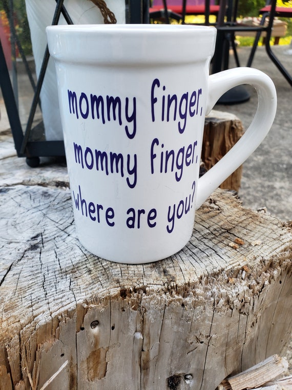mommy finger coffee mug