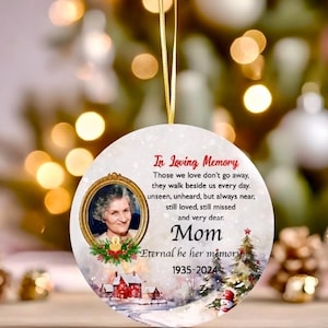 Personalized Memorial Photo Ornament: Bereavement Keepsake Gift