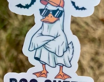 Holographic Goose Ghost Sticker: Spooky Halloween Pun