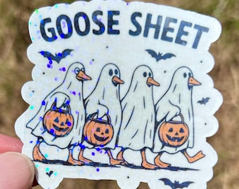 Goose Sheet Ghost Sticker: Waterproof Holographic Halloween Decor