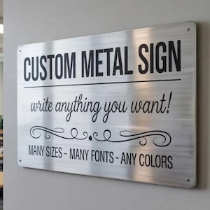 Custom Metal Plaque | Engraved Business Sign | Personalized Door or Wall Plate |  Brushed Metal Plaque |  Office or Studio Decor |