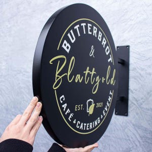 Custom Round Blade Sign | Metal Blade Sign | Double Sided Sign | Outdoor Hanging Sign | Small Business Store Sign | Metal Logo Sign