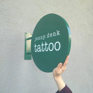 Round Metal Storefront Sign,Outdoor Business Sign with Logo, Cafe & Bakery Shop Sign, Metal Hanging Sign, Welcome Sign, Business Blade Sign