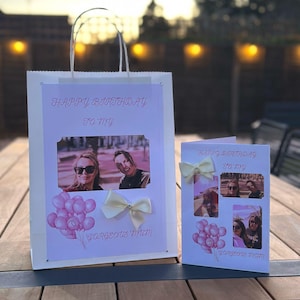 Lady’s rosa Geburtstagskarte und Geschenktasche