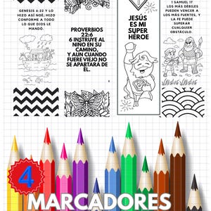 Bookmarks with Bible characters for children in Spanish. Bible or bookmarks. Bible Bookmarks Coloring.