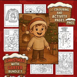 Weihnachten mit Carter Mal- und Aktivitätsseiten als Bundle 1 - 30 lustige druckbare Blätter - sofortiger digitaler Download - pädagogische Aktivität