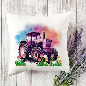 Impression numérique grande conception de tracteur rose Télécharger png pour sublimation, impression de cartes, impression UV transferts DTG et DTF femelle ferme campagne
