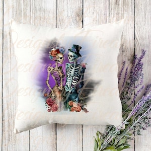 Skelet bruiloft gotisch ontwerp digitale print download png-sublimatie, uv dtg dtf kaarten maken, plakboek notitieboekje, wordt geleverd zonder tekst