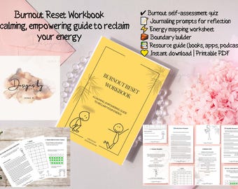 Burnout Reset Workbook – Printable Mental Health Journal, Self-care A4