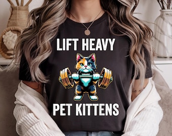 Funny Cat Weightlifting T-Shirt: Gym Humor Gift for Fitness Lovers