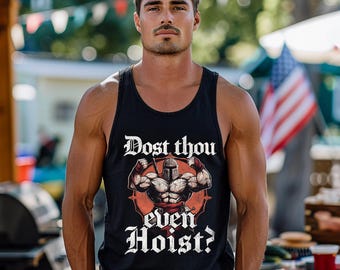 Funny Medieval Knight Gym Tank Top: Dost Thou Even Hoist?