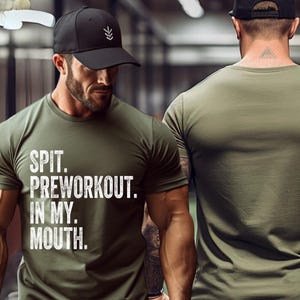 Spit Preworkout In My Mouth Gym Comfort Colors T-Shirt | Funny Fitness Tee for Men | Workout Motivation T-Shirt | Bodybuilding Humor Gift