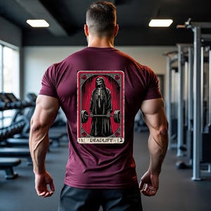 Deadlift Skull Gym Graphic Unisex T-Shirt | Grim Reaper Fitness Tee | Hardcore Workout T-Shirt for Men | Funny Gym Gift for Weightlifters