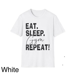 Eat Sleep Gym Repeat Unisex T-Shirt | Funny Workout Quote Tee | Fitness Gym Tee for Men and Women | High Quality Cotton with Comfort Colors