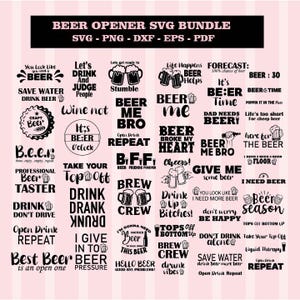 Beer Opener SVG Bundle | Beer Lover SVG | Drinking Quotes | Beer Mug, Bottle Opener, Beer Glass, Cap Opener SVG | Cricut & Silhouette Files