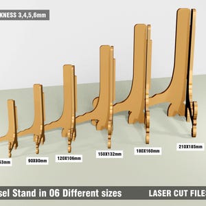 Easel Plate Stand Laser Cut File | Picture Frame Stand | Photo Holder & 6 Size Display