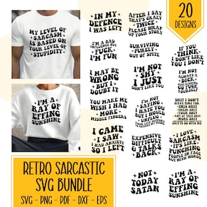 Retro Sarcastic SVG Bundle, Funny Adult Humor Quotes, Sarcasm SVG Files for Cricut, Sarcastic Clipart, Retro Funny Sayings SVG