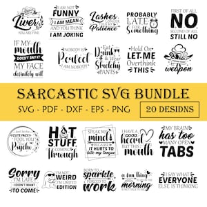Sarcastic SVG & PNG Bundle | Funny Quotes Stickers, sarcasm sayings teen, Shirt Design print Files for Cricut and Sublimation