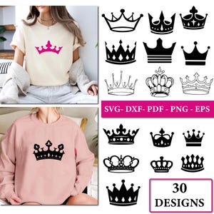 Royal Crown Svg, Crown Svg Bundle, King Crown Svg, Queen Crown Svg, Crown Clipart, Princess Tiara Svg, Cricut, Silhouette, Instant Download