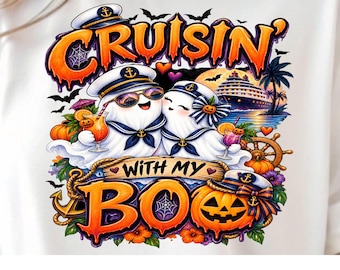 Halloween Cruise PNG, Cruisin' With My Boo Sublimation, Spooky Cruise Couple, (Digital Download)