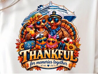 Thanksgiving Cruise PNG, Thankful for Memories Together, Turkey Cruise Shirt, Cruise Family (Digital Download)