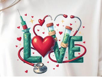 Amor de enfermera PNG, Diseño de amor médico, Sublimación de enfermera, Gráfico de enfermera de San Valentín (Descarga digital)